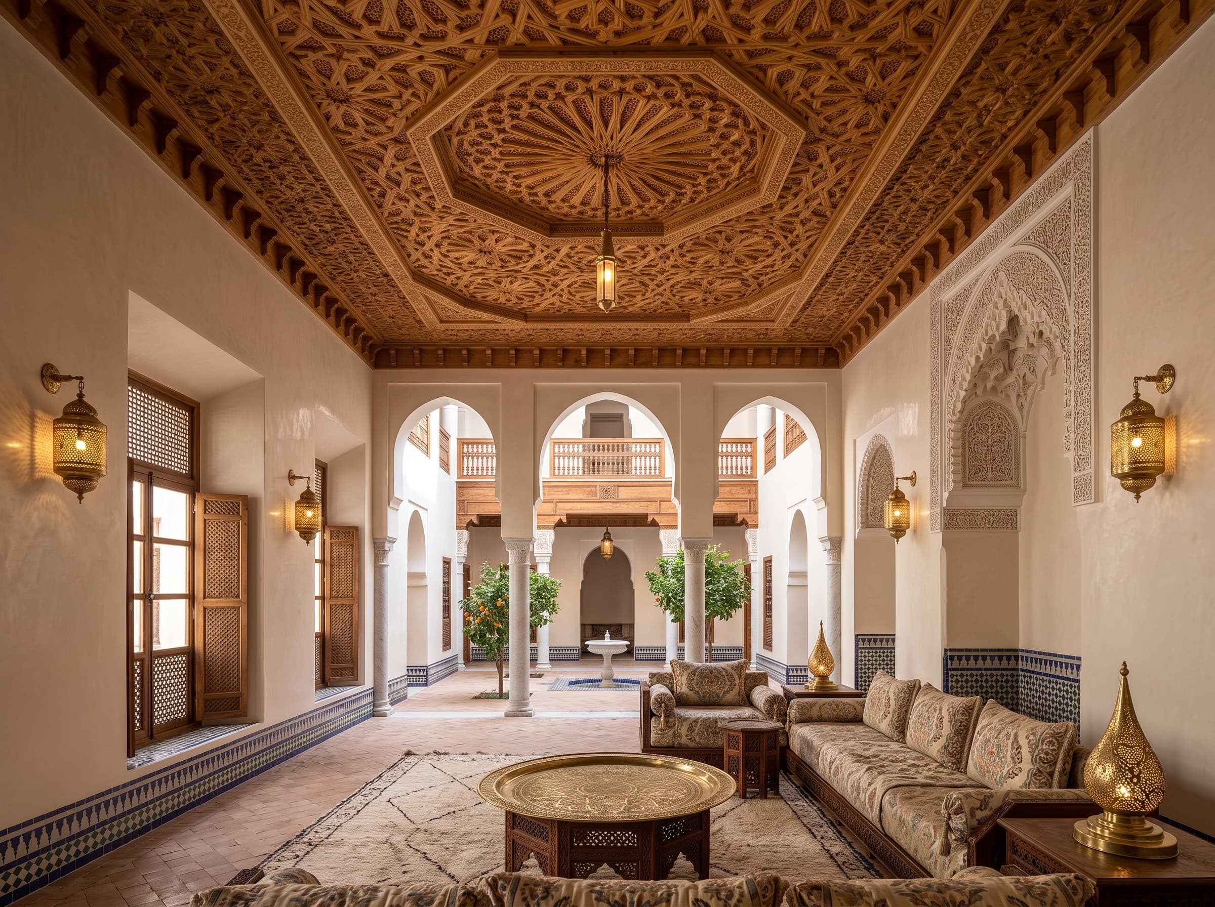 Plafond Sculpté en Cèdre de Fès — Boiserie Marocaine sur Mesure